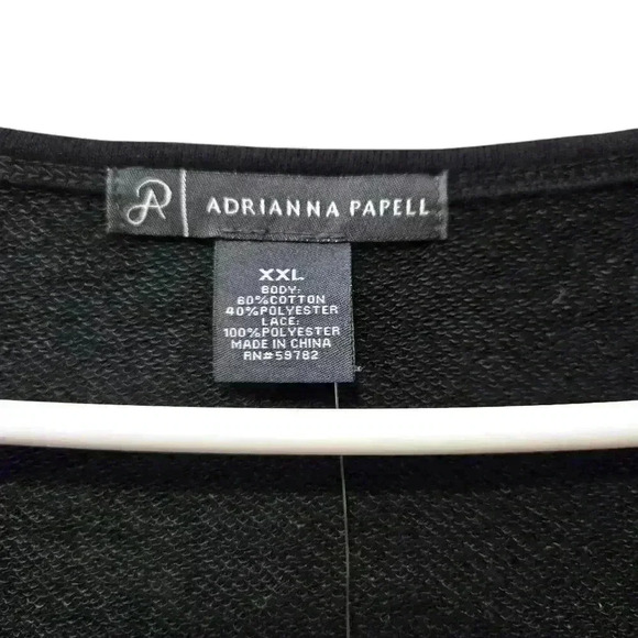 Adriana Papell Top Plus Size 2X Black with Lace Overlay #005 - Picture 3 of 4